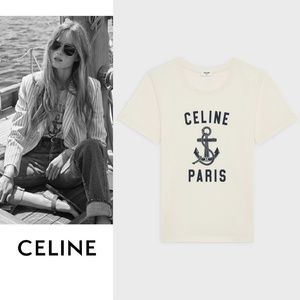NEW CELINE RUNWAY T-SHIRT CELINE ANCHOR IN COTTON